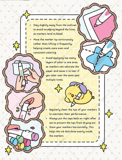 Marker tips page to avoid smudging and bleeding